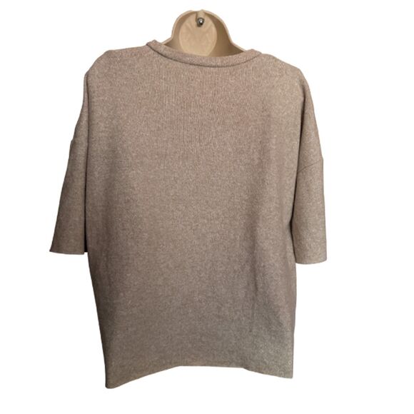 Zara Trafaluc Oatmeal Beige Pearl Beaded Oversized Sweater Size S - Picture 5 of 11